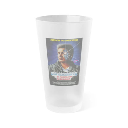 TERMINATOR 2 (SHOCKING DARK) GERMAN 1989 Movie Poster - Frosted Pint Glass 16oz-Go Mug Yourself