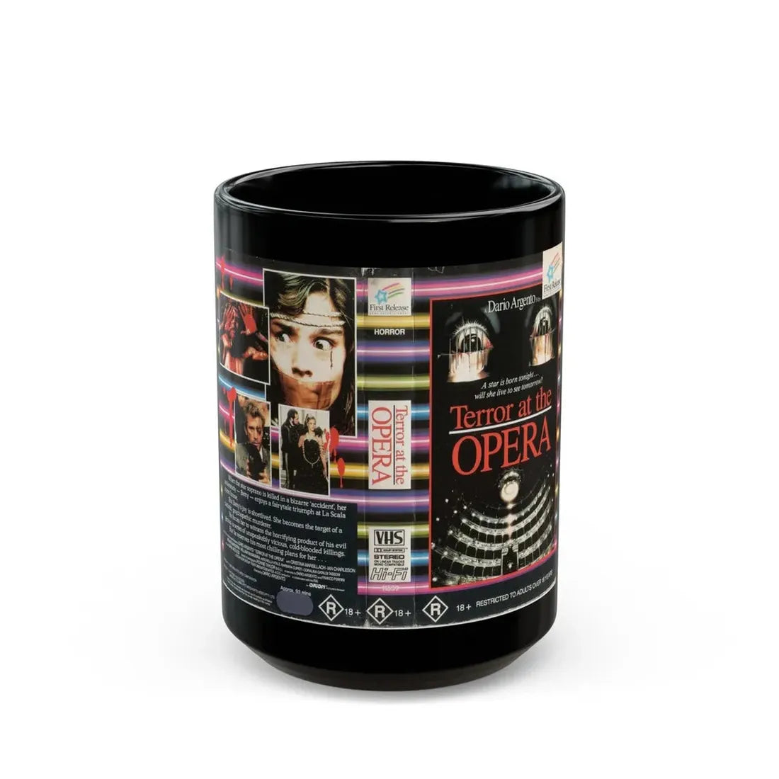 TERROR AT THE OPERA (VHS COVER) - Black Coffee Mug 15oz - Go Mug Yourself