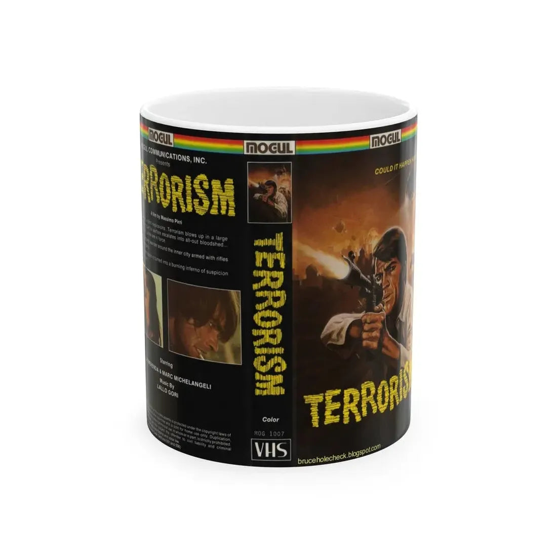 TERRORISM (VHS COVER) - White Coffee Mug 11oz - Go Mug Yourself