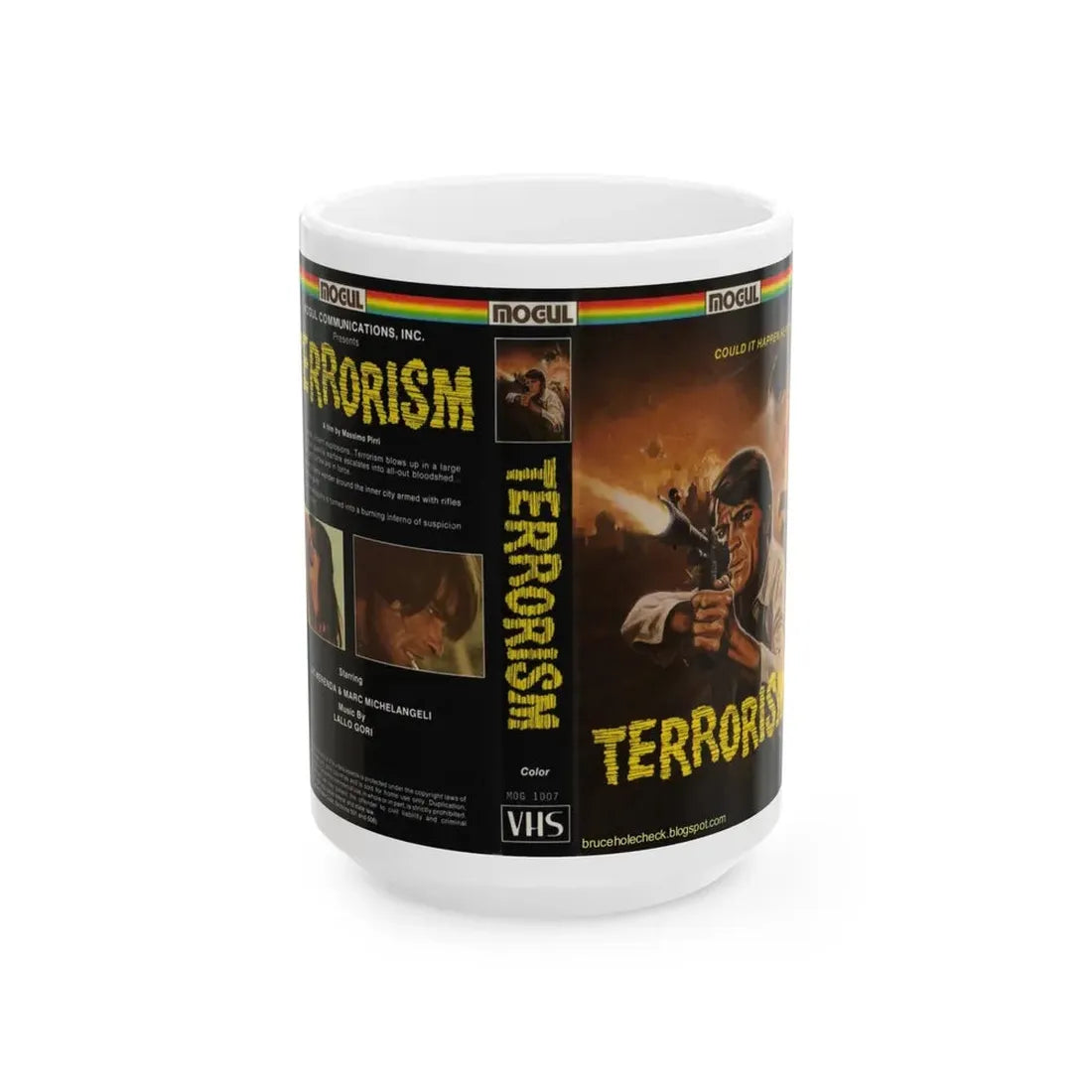 TERRORISM (VHS COVER) - White Coffee Mug 15oz - Go Mug Yourself