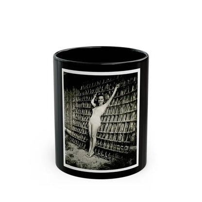Terry Moore #112 - 1-Piece B&W Full Body Swimsuit Cheesecake Photo in Clad Heels (Vintage Female Icon) Black Coffee Mug 11oz - Go Mug Yourself