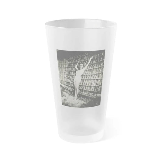 Terry Moore #112 - 1-Piece B&W Full Body Swimsuit Cheesecake Photo in Clad Heels (Vintage Female Icon) Frosted Pint Glass 16oz 16oz Frosted - Go Mug Yourself