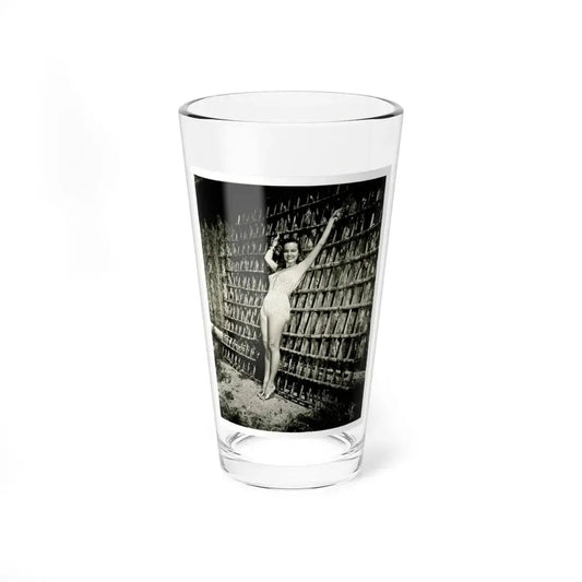 Terry Moore #112 - 1-Piece B&W Full Body Swimsuit Cheesecake Photo in Clad Heels (Vintage Female Icon) Pint Glass 16oz 16oz - Go Mug Yourself
