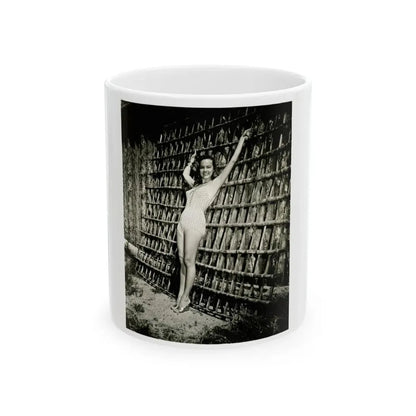 Terry Moore #112 - 1-Piece B&W Full Body Swimsuit Cheesecake Photo in Clad Heels (Vintage Female Icon) White Coffee Mug 11oz - Go Mug Yourself