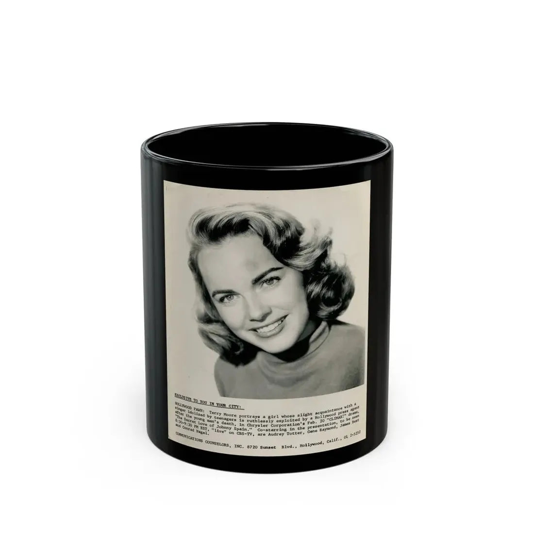 Terry Moore #118 (Vintage Female Icon) Black Coffee Mug 11oz - Go Mug Yourself