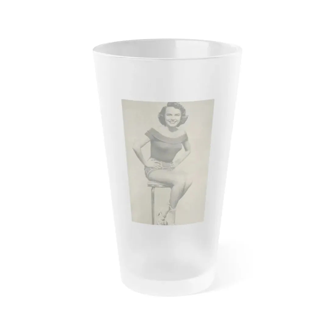 Terry Moore #136 - 8x10 B&W Full Body Cheesecake Photo (Vintage Female Icon) Frosted Pint Glass 16oz 16oz Frosted - Go Mug Yourself