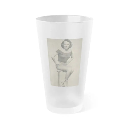 Terry Moore #136 - 8x10 B&W Full Body Cheesecake Photo (Vintage Female Icon) Frosted Pint Glass 16oz 16oz Frosted - Go Mug Yourself