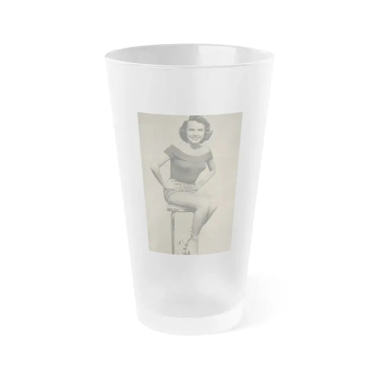 Terry Moore #136 - 8x10 B&W Full Body Cheesecake Photo (Vintage Female Icon) Frosted Pint Glass 16oz 16oz Frosted - Go Mug Yourself