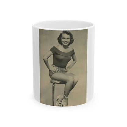 Terry Moore #136 - 8x10 B&W Full Body Cheesecake Photo (Vintage Female Icon) White Coffee Mug 11oz - Go Mug Yourself