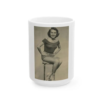 Terry Moore #136 - 8x10 B&W Full Body Cheesecake Photo (Vintage Female Icon) White Coffee Mug 15oz - Go Mug Yourself