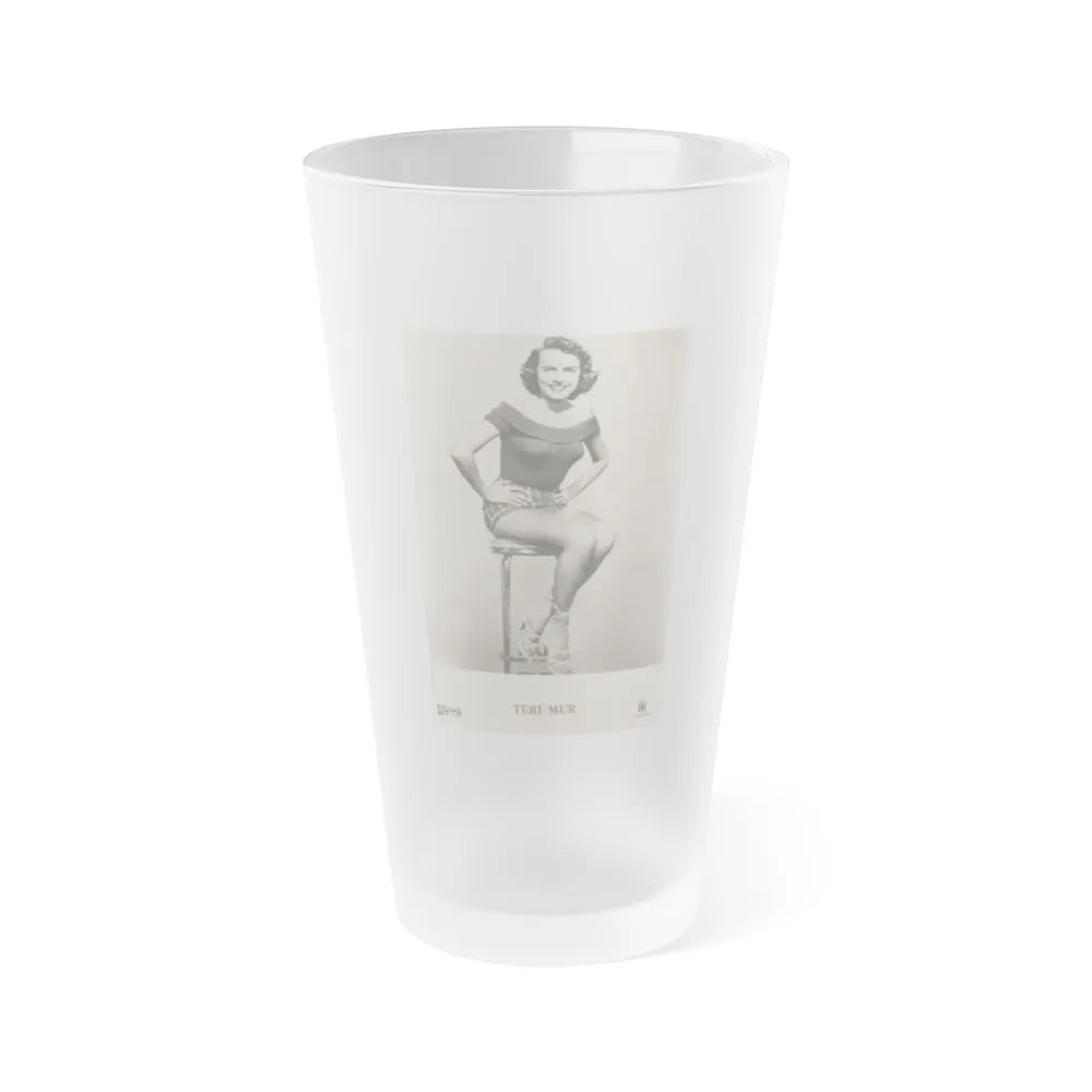 Terry Moore #136 - 8x10 B&W Full Body Cheesecake Photo1 (Vintage Female Icon) Frosted Pint Glass 16oz-16oz-Frosted-Go Mug Yourself