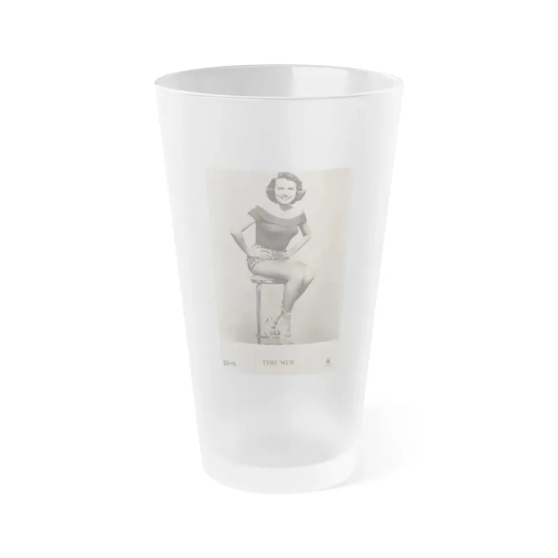 Terry Moore #136 - 8x10 B&W Full Body Cheesecake Photo1 (Vintage Female Icon) Frosted Pint Glass 16oz 16oz Frosted - Go Mug Yourself