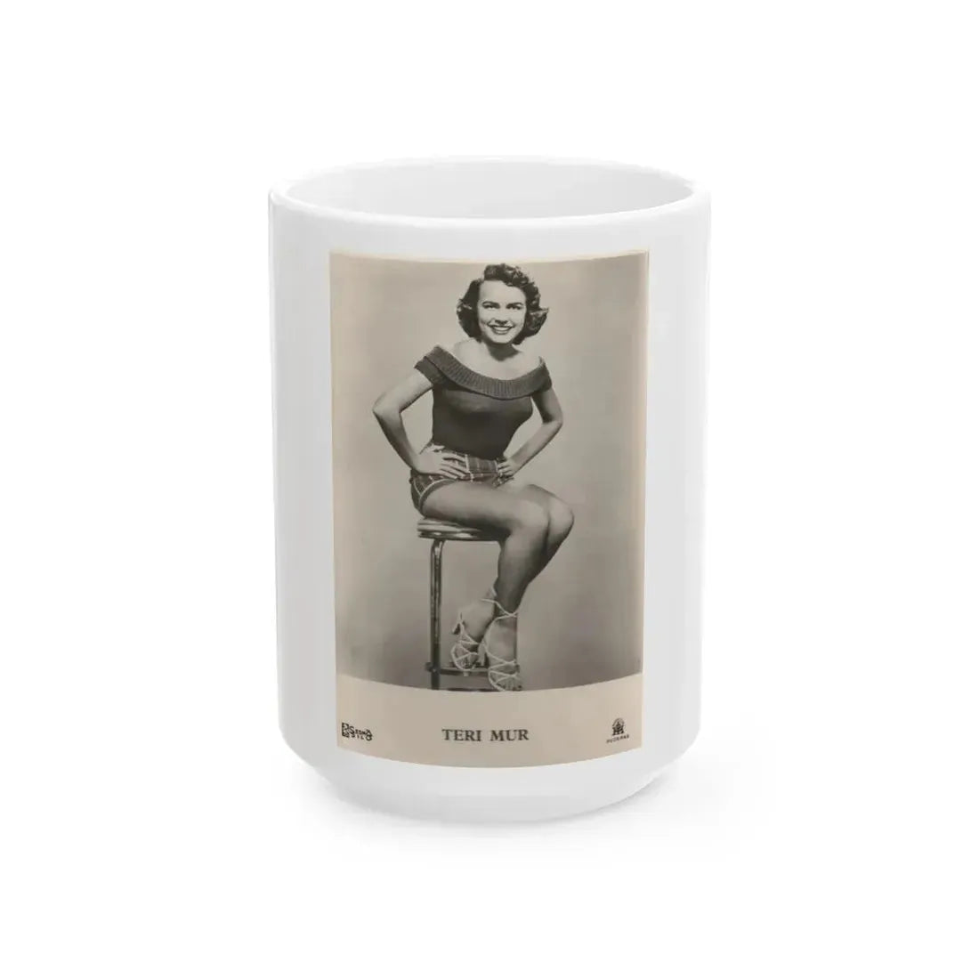 Terry Moore #136 - 8x10 B&W Full Body Cheesecake Photo1 (Vintage Female Icon) White Coffee Mug 15oz - Go Mug Yourself