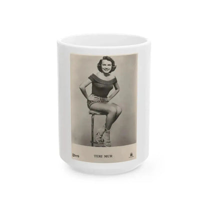 Terry Moore #136 - 8x10 B&W Full Body Cheesecake Photo1 (Vintage Female Icon) White Coffee Mug 15oz - Go Mug Yourself