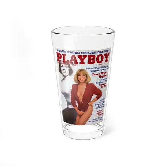 Terry Moore #240 - 1 Color Photo on Playboy Mag. Front Cover fron Aug. '84 featuring, Terry spread (Vintage Female Icon) Pint Glass 16oz 16oz - Go Mug Yourself
