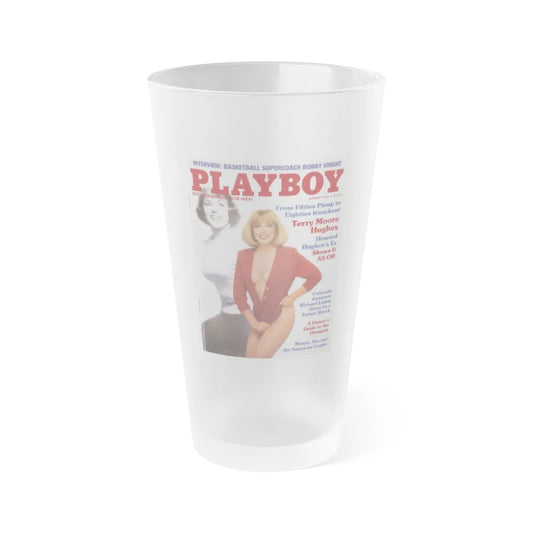 Terry Moore #240 - 1 Color Photo on Playboy Mag. Front Cover fron Aug. '84 featuring, Terry spread (Vintage Female Icon) Frosted Pint Glass 16oz-16oz-Frosted-Go Mug Yourself