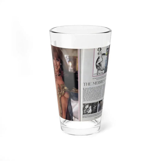 Terry Moore #241 - [Pages 130 & 131] Pages 1 & 2 of 10 Pics Color+B&W 2 Topless, 1 Pin-Up and 3 Candid Films Pics, Article+Captions from Playboy Mag. Aug. '84 (Vintage Female Icon) Pint Glass 16oz 16oz - Go Mug Yourself
