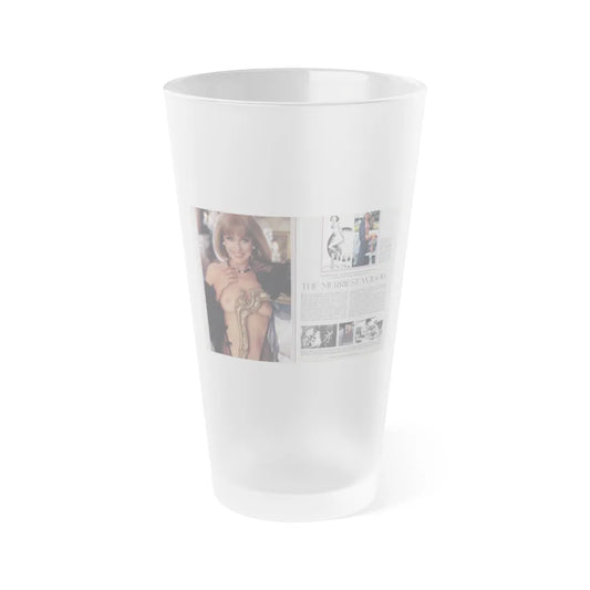 Terry Moore #241 - [Pages 130 & 131] Pages 1 & 2 of 10 Pics Color+B&W 2 Topless, 1 Pin-Up and 3 Candid Films Pics, Article+Captions from Playboy Mag. Aug. '84 (Vintage Female Icon) Frosted Pint Glass 16oz-16oz-Frosted-Go Mug Yourself