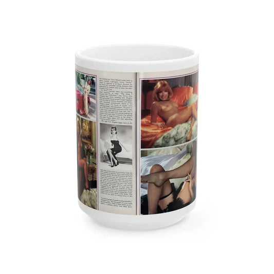 Terry Moore #242 - [Pages 132 & 133] Pages 3 & 4 of 10 Pics Color+B&W 3 Topless, 1 Pin-Up and 1 Glamour+Article & Captions from Playboy Mag. Aug. '84 (Vintage Female Icon) White Coffee Mug 15oz - Go Mug Yourself