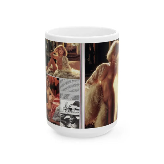 Terry Moore #244 - [Pages 136 & 137] Pages 7 & 8 of 10 Pics Color+B&W 3 Topless, 2 B&W Pics+Captions from Playboy Mag. Aug. '84 (Vintage Female Icon) White Coffee Mug 15oz - Go Mug Yourself