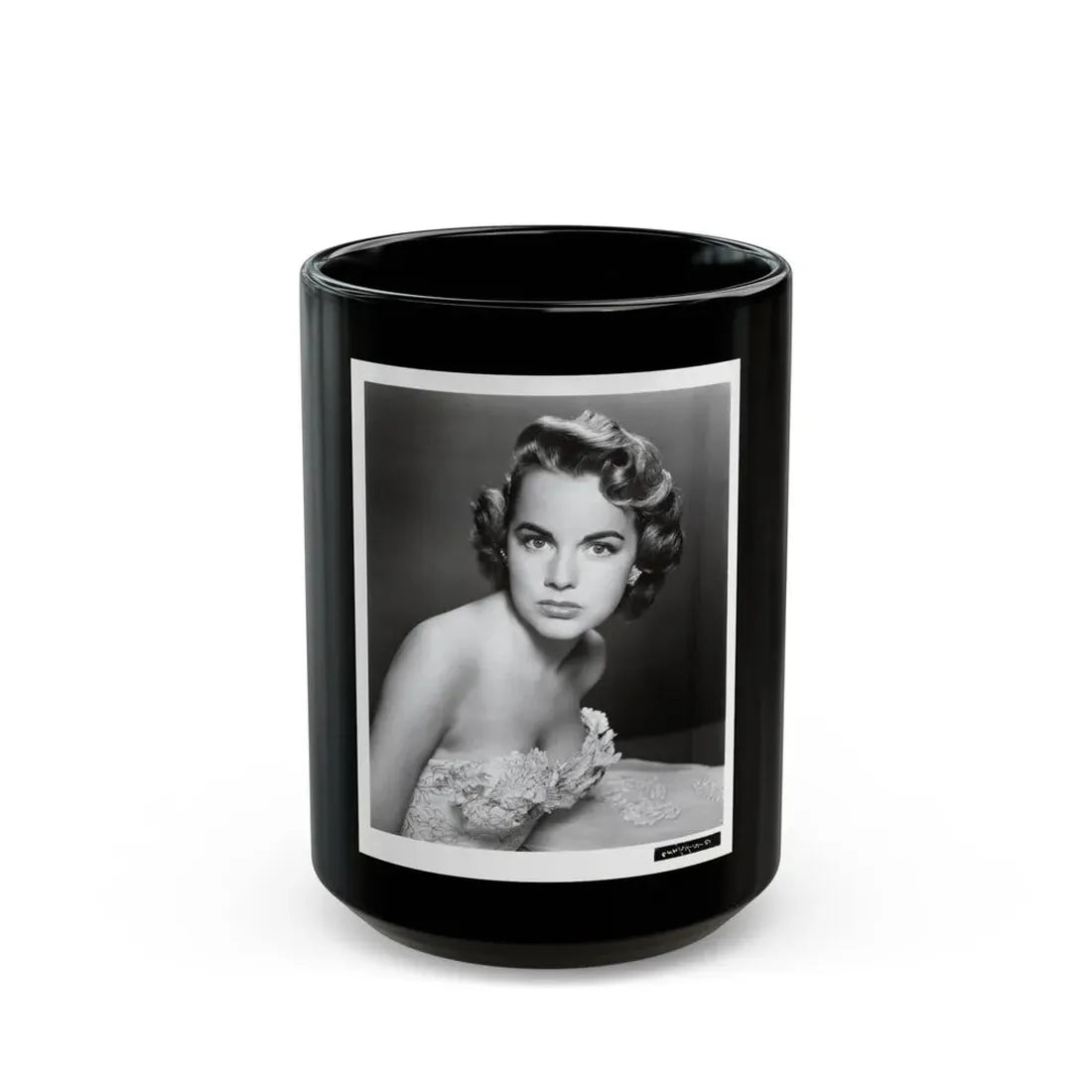 Terry Moore #255 Vintage &W 8x10 1953 Head & Shoulder Upper Body Glamour Photo (Vintage Female Icon) Black Coffee Mug 15oz - Go Mug Yourself