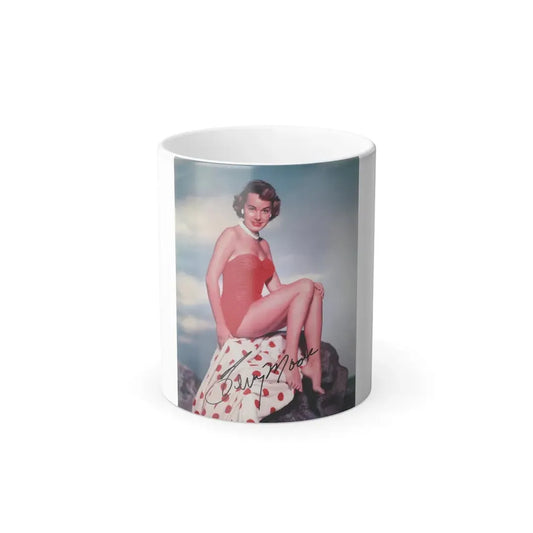 Terry Moore #256 - Color Full Body Swimsuit Barefoot Photo (Vintage Female Icon) Color Changing Mug 11oz 11oz - Go Mug Yourself