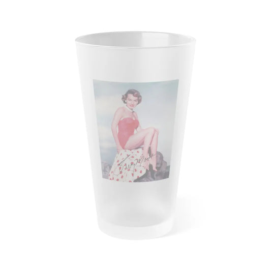 Terry Moore #256 - Color Full Body Swimsuit Barefoot Photo (Vintage Female Icon) Frosted Pint Glass 16oz-16oz-Frosted-Go Mug Yourself