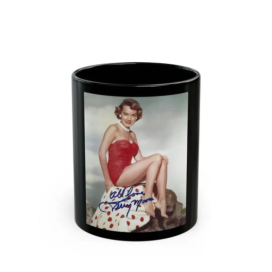 Terry Moore #256 - Color Full Body Swimsuit Barefoot Photo1 (Vintage Female Icon) Black Coffee Mug 11oz - Go Mug Yourself