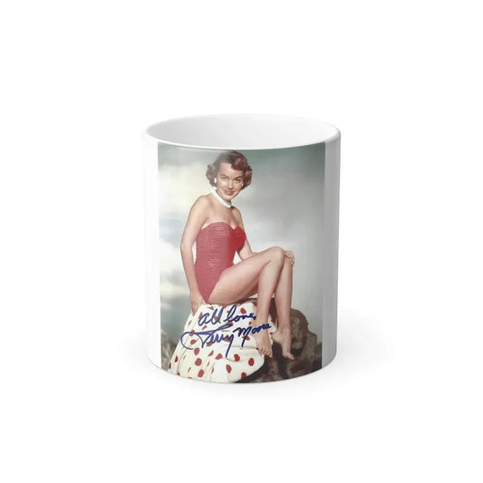 Terry Moore #256 - Color Full Body Swimsuit Barefoot Photo1 (Vintage Female Icon) Color Changing Mug 11oz 11oz - Go Mug Yourself