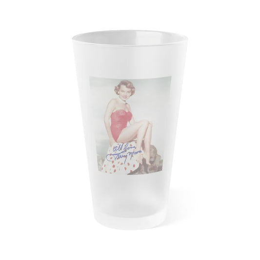 Terry Moore #256 - Color Full Body Swimsuit Barefoot Photo1 (Vintage Female Icon) Frosted Pint Glass 16oz-16oz-Frosted-Go Mug Yourself