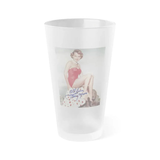 Terry Moore #256 - Color Full Body Swimsuit Barefoot Photo1 (Vintage Female Icon) Frosted Pint Glass 16oz 16oz Frosted - Go Mug Yourself