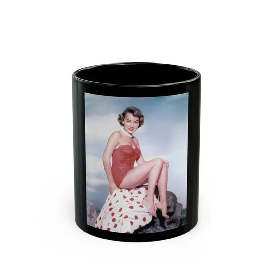 Terry Moore #256 - Color Full Body Swimsuit Barefoot Photo4 (Vintage Female Icon) Black Coffee Mug 11oz - Go Mug Yourself
