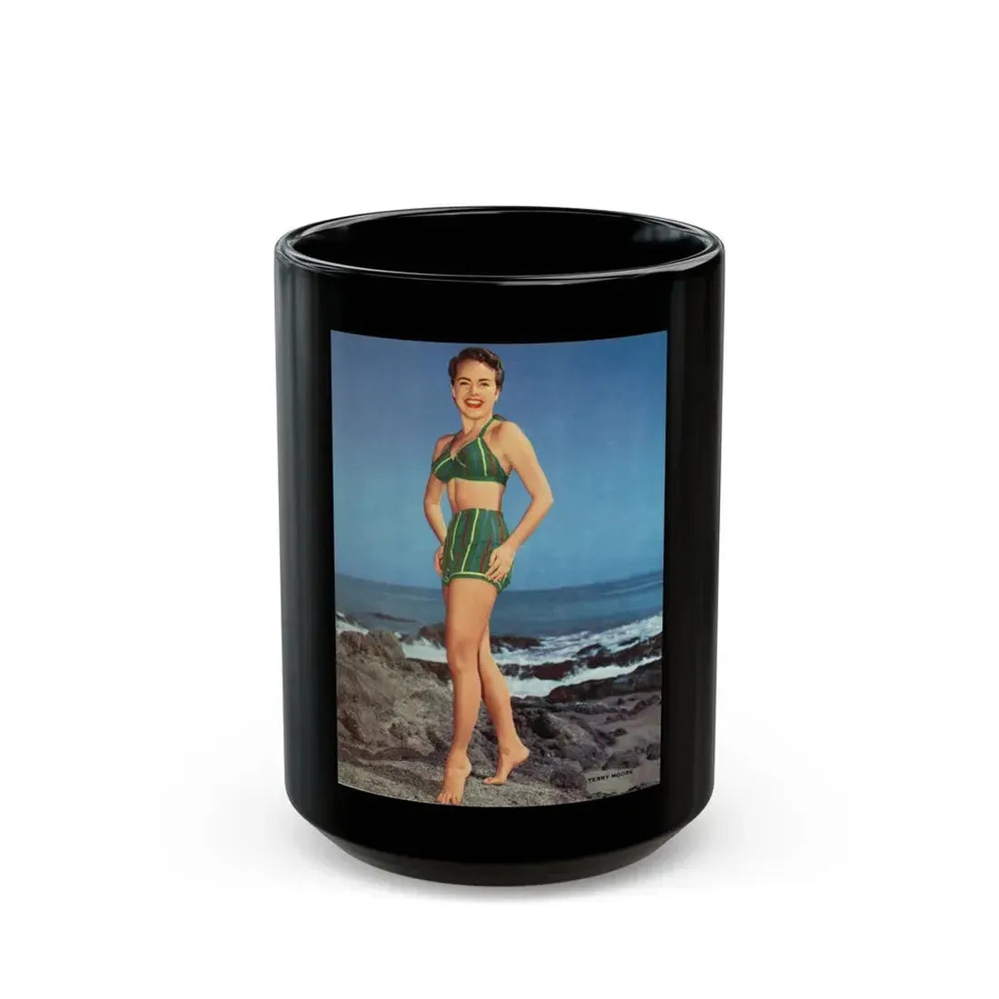 Terry Moore #322 - Photplay Pin-Ups (Vintage Female Icon) Black Coffee Mug 15oz - Go Mug Yourself