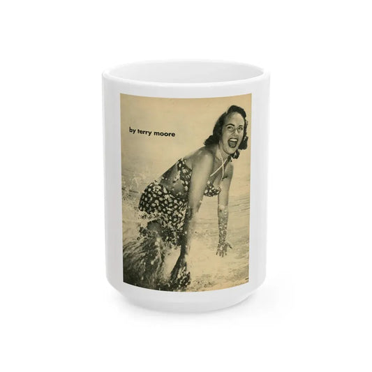 Terry Moore #348 (Vintage Female Icon) White Coffee Mug 15oz - Go Mug Yourself