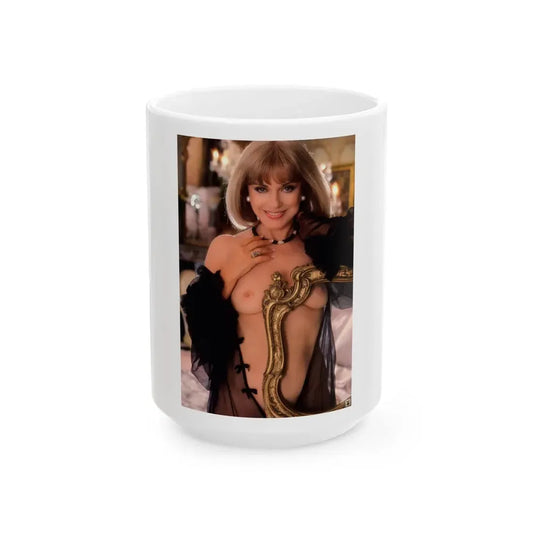 Terry Moore #401 - Unreleased Aug. '84 Playboy Photo from shoot topless in lingerie (Vintage Female Icon) White Coffee Mug 15oz - Go Mug Yourself