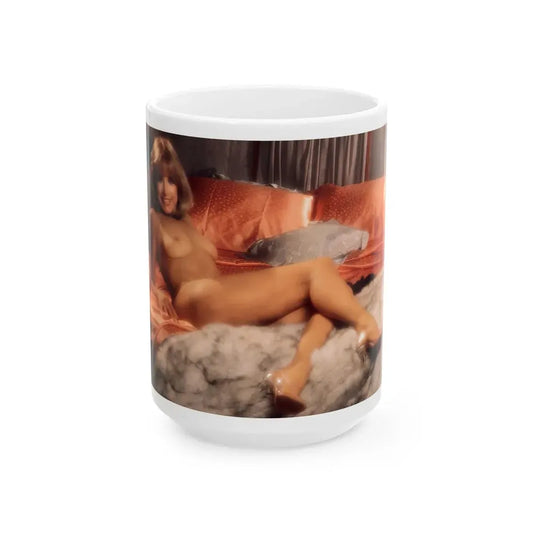 Terry Moore #403 - Unreleased Aug. '84 Playboy Photo from shoot topless in lingerie & closed clear heels (Vintage Female Icon) White Coffee Mug 15oz - Go Mug Yourself