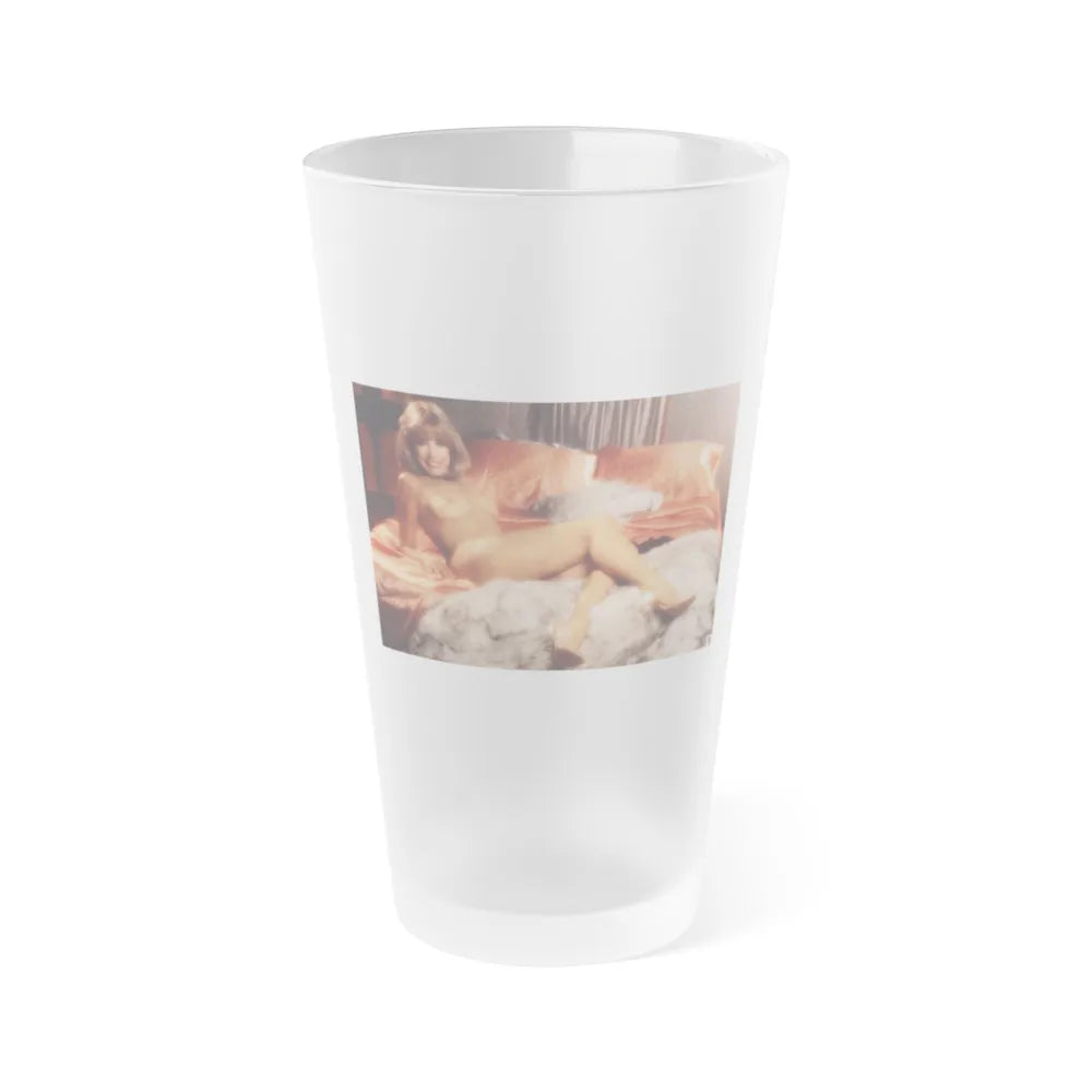 Terry Moore #403 - Unreleased Aug. '84 Playboy Photo from shoot topless in lingerie & closed clear heels (Vintage Female Icon) Frosted Pint Glass 16oz-16oz-Frosted-Go Mug Yourself