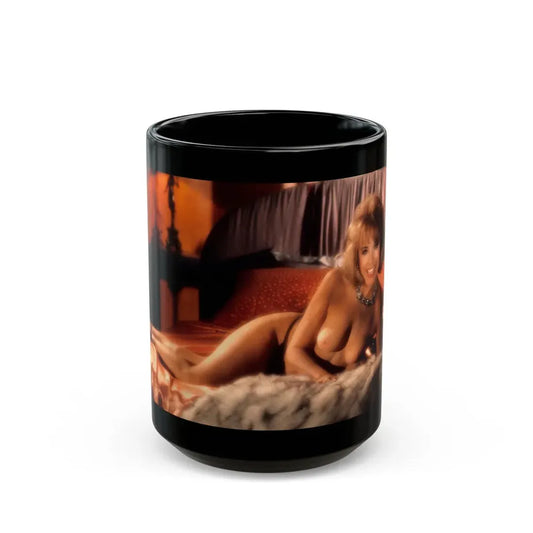Terry Moore #405 - Unreleased Aug. '84 Playboy Photo from shoot topless in lingerie & open heels (Vintage Female Icon) Black Coffee Mug 15oz - Go Mug Yourself