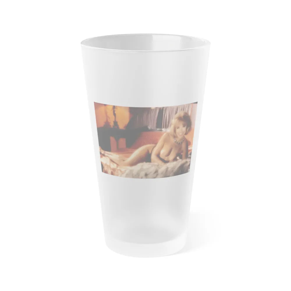 Terry Moore #405 - Unreleased Aug. '84 Playboy Photo from shoot topless in lingerie & open heels (Vintage Female Icon) Frosted Pint Glass 16oz-16oz-Frosted-Go Mug Yourself