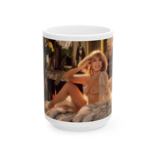 Terry Moore #406 - Unreleased Aug. '84 Playboy Photo from shoot topless in lingerie & heels (Vintage Female Icon) White Coffee Mug 15oz - Go Mug Yourself