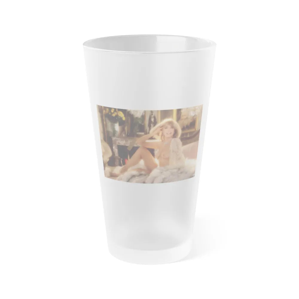 Terry Moore #406 - Unreleased Aug. '84 Playboy Photo from shoot topless in lingerie & heels (Vintage Female Icon) Frosted Pint Glass 16oz-16oz-Frosted-Go Mug Yourself