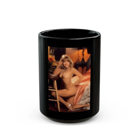 Terry Moore #407 - Unreleased Aug. '84 Playboy Photo from shoot topless in lingerie & closed clear heels (Vintage Female Icon) Black Coffee Mug 15oz - Go Mug Yourself