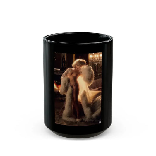 Terry Moore #408 - Unreleased Aug. '84 Playboy Photo from shoot toplesss in lingerie & heels (Vintage Female Icon) Black Coffee Mug 15oz - Go Mug Yourself