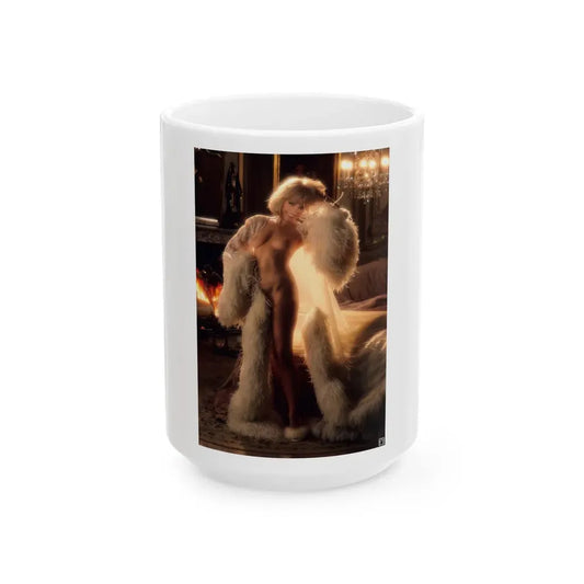 Terry Moore #408 - Unreleased Aug. '84 Playboy Photo from shoot toplesss in lingerie & heels (Vintage Female Icon) White Coffee Mug 15oz - Go Mug Yourself