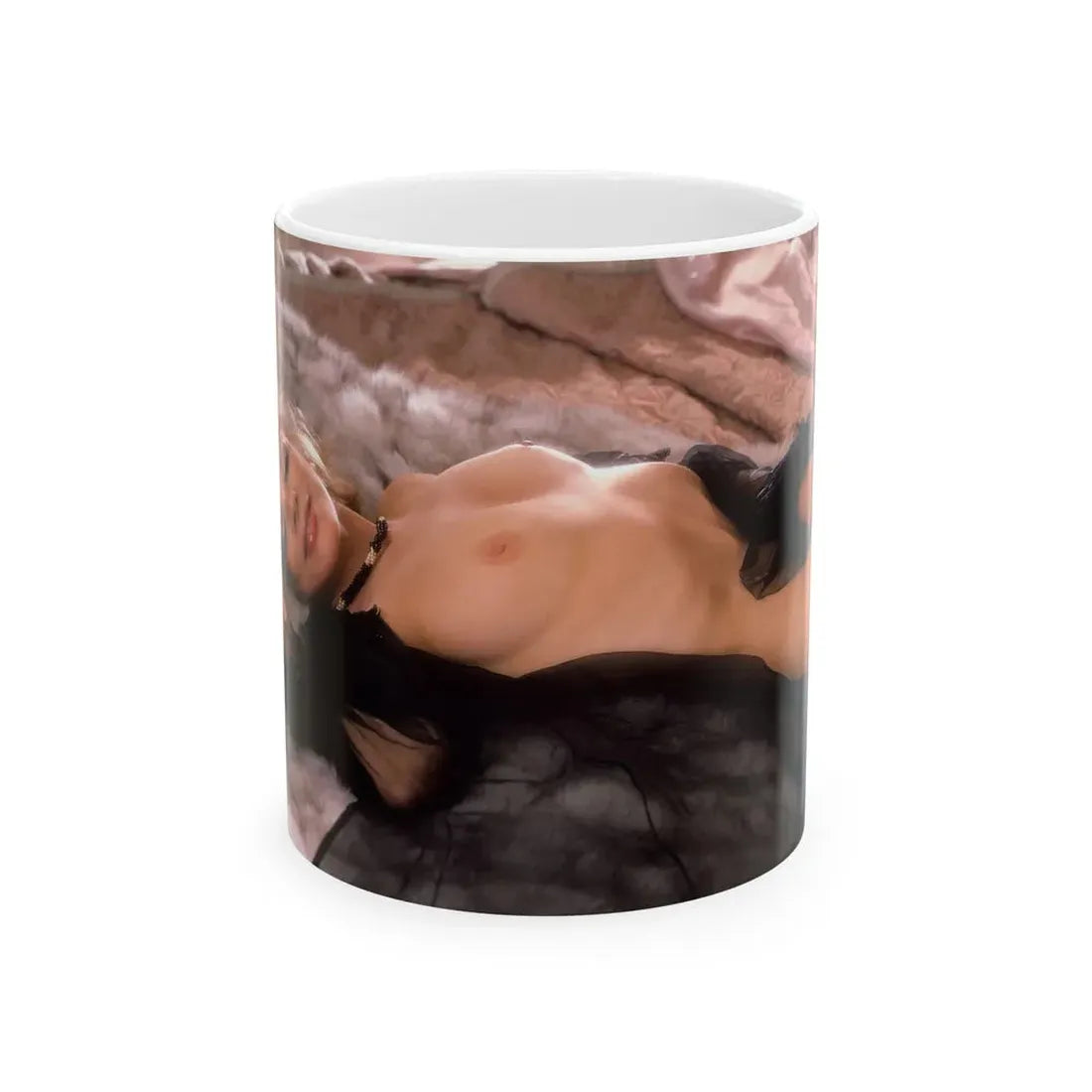Terry Moore #409 - Unreleased Aug. '84 Playboy Photo from shoot topless black see through in lingerie (Vintage Female Icon) White Coffee Mug 11oz - Go Mug Yourself