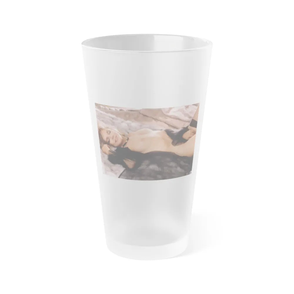 Terry Moore #409 - Unreleased Aug. '84 Playboy Photo from shoot topless black see through in lingerie (Vintage Female Icon) Frosted Pint Glass 16oz-16oz-Frosted-Go Mug Yourself
