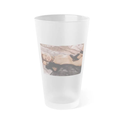 Terry Moore #409 - Unreleased Aug. '84 Playboy Photo from shoot topless black see through in lingerie (Vintage Female Icon) Frosted Pint Glass 16oz-16oz-Frosted-Go Mug Yourself