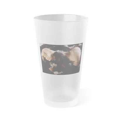 Terry Moore #410 - Unreleased Aug. '84 Playboy Photo from shoot in black see through lingerie with, butt exposed (Vintage Female Icon) Frosted Pint Glass 16oz 16oz Frosted - Go Mug Yourself