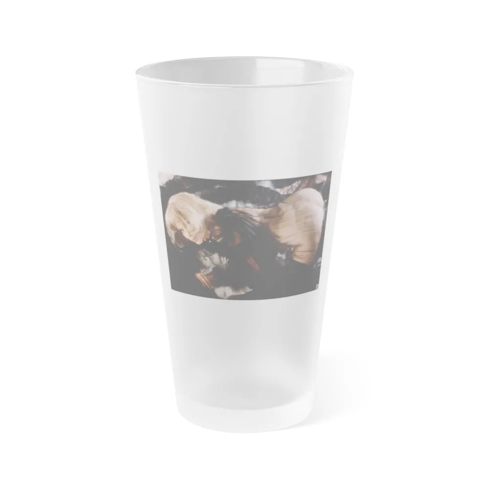 Terry Moore #410 - Unreleased Aug. '84 Playboy Photo from shoot in black see through lingerie with, butt exposed (Vintage Female Icon) Frosted Pint Glass 16oz-16oz-Frosted-Go Mug Yourself