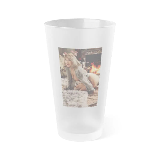 Terry Moore #412 - Unreleased Aug. '84 Playboy Photo from shoot topless in lingerie & open heels (Vintage Female Icon) Frosted Pint Glass 16oz-16oz-Frosted-Go Mug Yourself